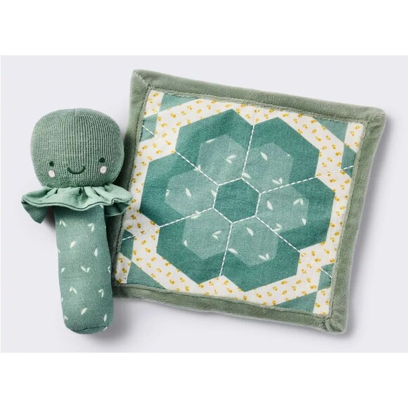 Cloud Island Other - Cloud Island Rattle and Crinkle Paper Blanket Square  2 pc Baby Toy - Turtle NWT